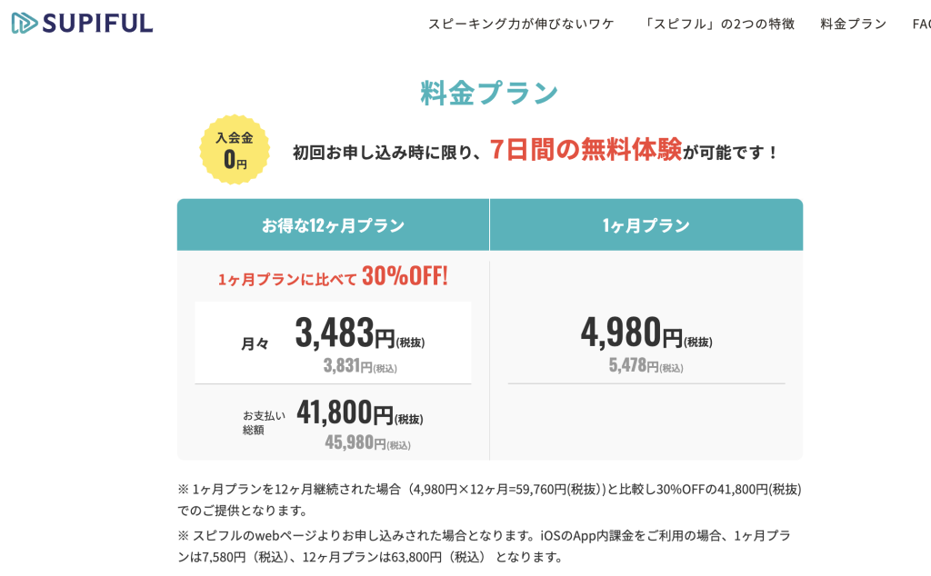 スピフルの料金プラン