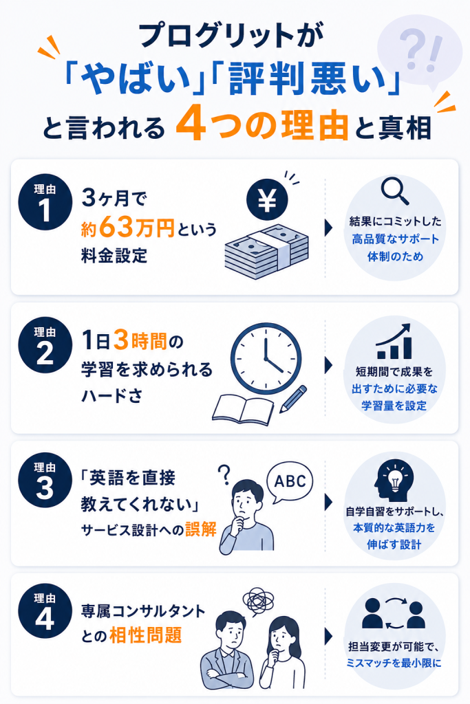 プログリットが「やばい」「評判悪い」と言われる4つの理由と真相　図解